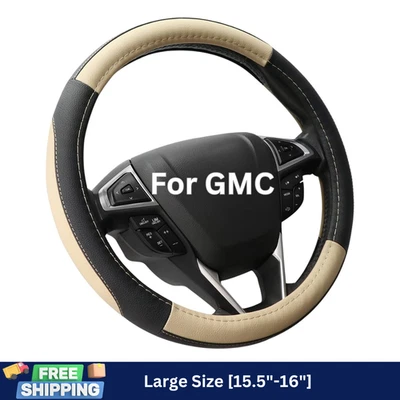 Microfiber Leather Steering Wheel Cover for GMC Sierra 1500 2014-2018 15.5-16 In - Image 1 of 4