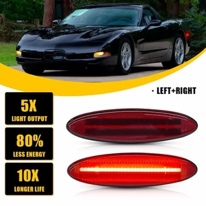 2PCS Red AUXITO LED Side Lights Marker Bumper Lamp For 97-04 Chevy Corvette C5 D - Picture 1 of 12