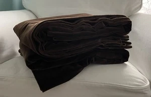 2 Pottery Barn Velvet Curtains 48" x 96" Chocolate Brown Unlined 100% Cotton - Picture 1 of 4