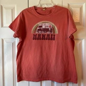 Crazy Shirts Hawaii Shirt Womens XL Tangerine Dyed Surf Van Graphic Short Sleeve - Picture 1 of 7