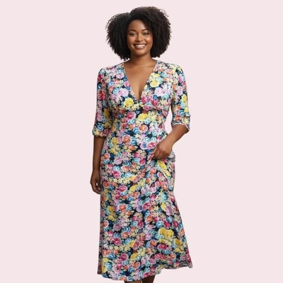 ASOS Floral 3/4 Sleeve Maxi Dress Size 16 - image 1 of 4