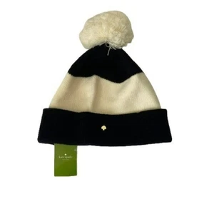Kate Spade Black and White Pom-Pom Beanie - Picture 1 of 7
