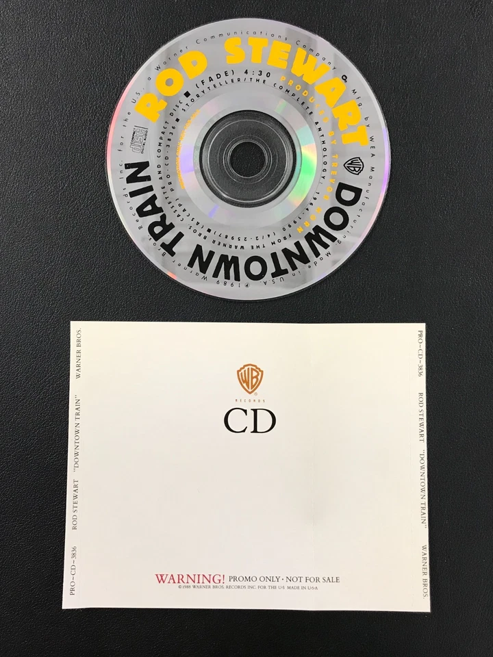 1989 Rod Stewart: Downtown Train Single PROMO CD Warner Bros Rec. w/Slipcover! Foto 1 de 4