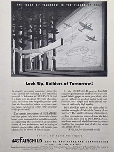 Fairchild Engine and Airplane Corp Duramold Materials anuncio impreso vintage 1944 - Imagen 1 de 4