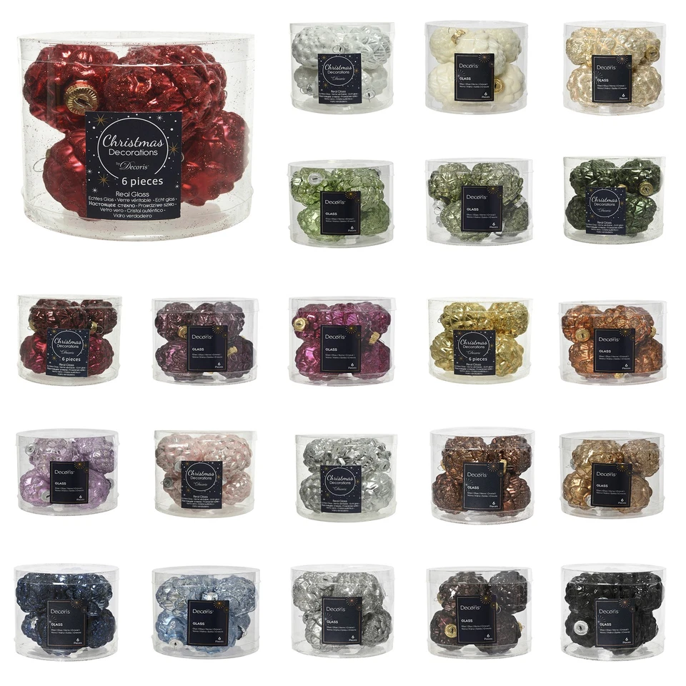 6 Weihnachtskugeln 7cm Glas Christbaumkugeln Christbaumschmuck Zapfen Glitzer - Bild 1 von 1