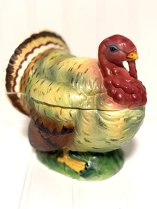 Vintage Lefton Thanksgiving Truthahn bedeckt Sauciere Süßigkeitenschale Kompott 6" - Bild 1 von 8