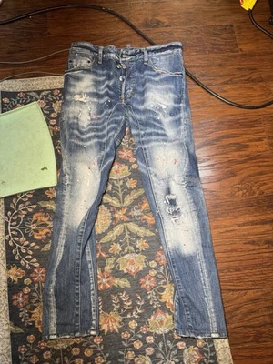 Dsquared2 Paint Splashed Distressed Denim Jeans Men`s  US 48 Holes Patches - Image 1 of 4
