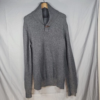 Suéter tejido gris grande Banana Republic para hombre mezcla de lana merino chal cuello Foto 1 de 4