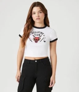 NWT Stranger Things Hellfire Club Sz Small Fitted Ringer T-Shirt 100% Cotton NWT - Picture 1 of 11