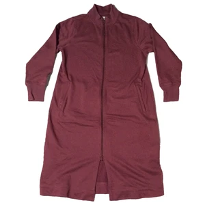 Duluth Trading Women's Souped Up Sweatshirt Robe Sz M Burgundy Pockets Full Zip - Picture 1 of 13