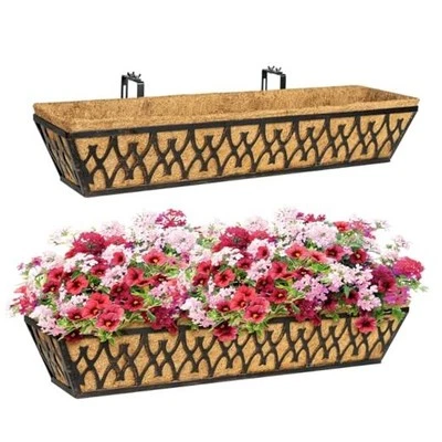 Window Boxes Planters: 2 Pack 30 Inch Railing Planter 30 Inch - 2 Pack Bronze - Image 1 of 4