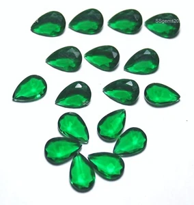 10 Pcs Lab-Created Chrome Diopside Pear Unique Faceted Wholesale Lot 4x12x16 mm - Picture 1 of 4