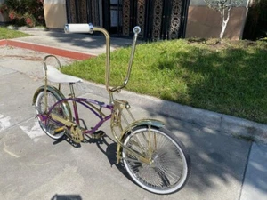 20" Lowrider Bike Bicycle Neon Chrome Frame with 72 spokes CP wheels Gold Bent - Picture 1 of 4