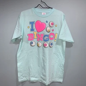 Vintage NOS (I Love Bingo) Shirt Sz L Single Stitch Colorful 90s Made In USA - Picture 1 of 6