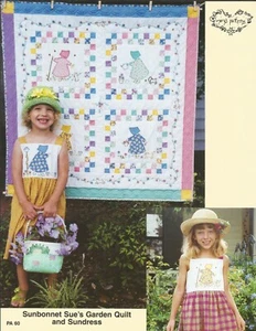 Sunbonnet Sue's Garden Quilt 36" Square and Sundress Sizes 2-10 Sewing Pattern - Picture 1 of 2