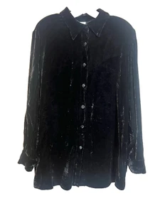 Blusa de terciopelo negro Soft Surroundings ~ M ~ Top túnica * Camisa de novio de terciopelo - Imagen 1 de 13