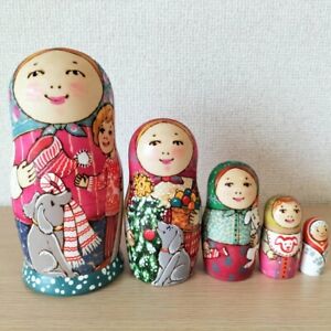 Russian Matryoshka  Hand-Painted Nesting Dolls 5 pieces (by Dubnich)