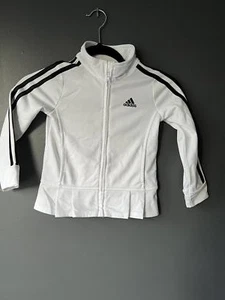 Adidas Girls' White Zip-Up Track Jacket size 4 - Picture 1 of 7