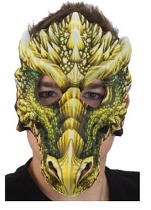 Dragon Half Mask - Sublimated - Yellow/Green - Costume Accessory - Adult Teen - Picture 1 of 1