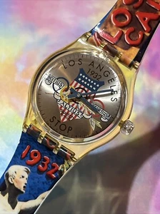 🔥 New Vintage 1994 SSZ100 LOS ANGELES 1932 Swatch STOP Watch 34mm Gents 94 - Picture 1 of 8
