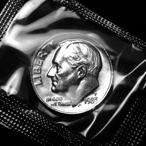 1983 P Roosevelt Uncirculated Dime ~ From Souvenir Mint Set in Mint Cellophane Cover
