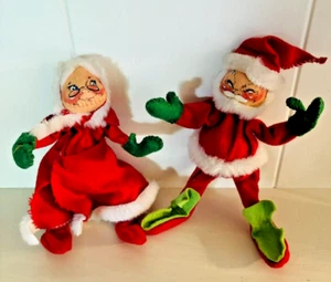 Vtg Annalee Christmas Mobilitee Dolls Santa & Mrs. Claus 9" Posable Wire 1969 - Picture 1 of 13