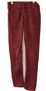 Klip Jeans Girls Size 7 Red Animal Print Skinny Stretch Casual Party School - Picture 1 of 9