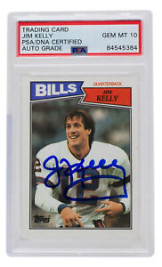 Jim Kelly Signed 1987 Topps #362 Rookie Bills Football Card PSA/DNA Auto Gem