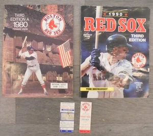 Vintage Small  Lot Red Sox Stuff Tickets & Scorebook Magazine 1980 & 1990 P6891 - Picture 1 of 2