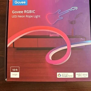Govee Neon Rope Lights RGBIC LED Neon with Music Sync W Alexa 10ft New Open Box - Picture 1 of 2