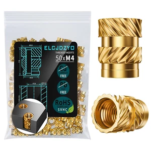 50Pcs Threaded Inserts M4X8.1 Brass Heat Set Insert for Plastic and 3D Printing - Picture 1 of 12