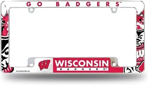 NEW Rico Wisconsin Badgers  All Over Chrome Frame 12" x 6" Chrome All Over - Picture 1 of 4