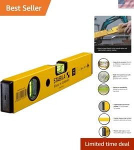 30 cm High Visibility Spirit Level - Durable Aluminum with 0.5 mm/m Accuracy - Picture 1 of 7
