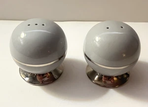 Flintridge China Miramar Rand Grau Platin Rose Salz & Pfefferstreuer - Bild 1 von 5