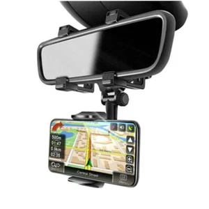 Universal 360 Rotation Car Rear View Mirror Mount Stand GPS Cell Phone Holder US - Picture 1 of 11