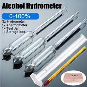 Triple-Scale Hydrometer Alcohol Meter Proof & Tralle Distilling Test Spirit NEW - Picture 1 of 15