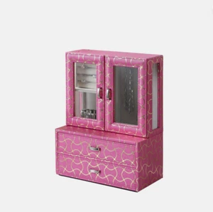 12 Zoll Schmuckkästchen Fuchsia Rosa Muster Lederähnlich & Hartglas - Bild 1 von 4