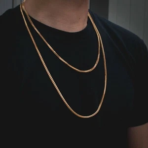 Franco Gliedkette 18 Karat Gelbgold Halskette 3 mm massiv lebenslange Garantie - Bild 1 von 2