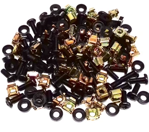50 PACK BLACK M6 CAGE NUTS BOLTS WASHERS FOR 19" RACK MOUNT CABINETS 15mm THREAD - Picture 1 of 2