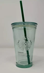 RARO bicchiere Starbucks Cold-To-Go verde vetro riciclato 16 once *NUOVO* Spagna - Foto 1 di 6