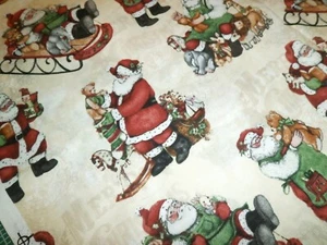 SUSAN WINGET CP50038 BUSY SANTA CHRISTMAS COTTON FABRIC 44W X 3 YARDS - Picture 1 of 6