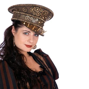 Hut, Kapitänsmütze, Steampunk Deluxe,Uniform,Punker Zahnrädern,Nieten,Kostüm - Bild 1 von 2