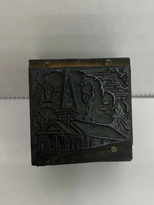 Vintage Letterpress Church Building NewsPaper Printing Block - Picture 1 of 5