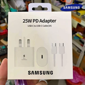 Genuine 25 Watt Super Fast Charger Plug/Cable Type C For Samsung S21 S22 S23 A24 - Picture 1 of 7