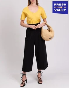 PVP €650 Pantalón Recto MARNI IT44 US8 UK12 XL Mezcla de Lino Negro Hecho en Italia - Imagen 1 de 8