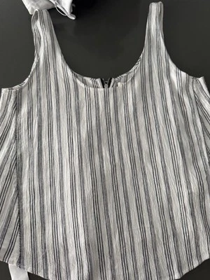 NEW Rag And Bone Valley Tank White And Black Top Sz M Exposed Zip Back Guaze - Image 1 of 4
