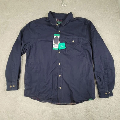 WOOLRICH Etiqueta Verde Para Hombre Franela Forrada Camisa Chaqueta Chaqueta AZUL XL Foto 1 de 4