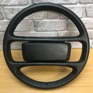 Genuine Porsche 944, 924 S OEM 4 Spoke Black Leather 365mm Steering Wheel. 6B - Picture 1 of 11