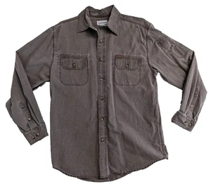Carhartt S143 Men's Medium Ripstop Gray Brown Long Sleeve Shirt - Foto 1 di 11