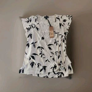 Phase Eight Women's Beige Floral Wrap Blouse Size UK 14, BNWT, RRP £45 - Picture 1 of 5